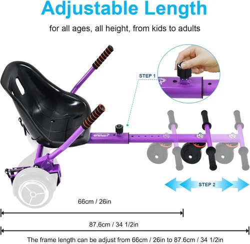 Miniatura 2 de Hishine Accesorio de asiento para aeropatineta de 6.5 a 10 pulgadas, diseño mejorado sin necesidad de correas de velcro, kit de conversión Go Kart