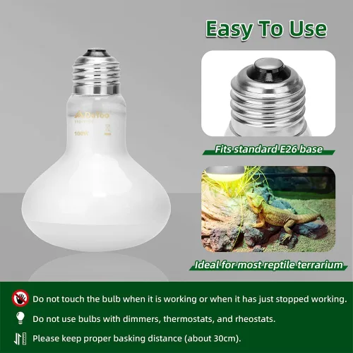 Miniatura 5 de DaToo Lámpara de calor de reptiles de 100 W, anfibios, bombilla de luz UVA, bombillas de luz diurna para lagartos, tortugas dragón barbudas