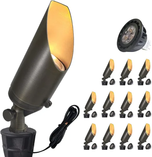 Miniatura 22 de COLOER Foco de paisaje de latón de bajo voltaje (negro) paquete de 1 con carcasa de aluminio de 5 W, foco LED MR16 2700K 450LM CRI85+, iluminación