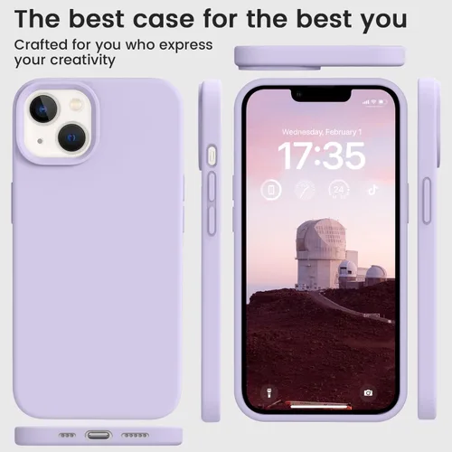 Miniatura 7 de Compatible con iPhone 13, funda de silicona para teléfono con forro de microfibra delgado a prueba de golpes, suave antiarañazos, 6.1 pulgadas