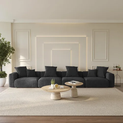 Miniatura 35 de WJShome Cloud Couch Sofá Seccional Modular, Sofá en Forma de L de 102 pulgadas con Otomana, Sofá de Pana Beige de 3 Asientos, Sofá Seccional
