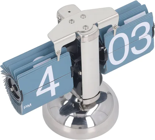 Miniatura 3 de Reloj mecánico de una sola pierna europea vintage simple automático Flip reloj mecánico reloj de giro de página para sala de estar (azul)