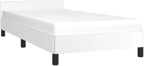 vidaXL Base de cama de piel sintética, estilo escandinavo, soporte de listones, no necesita somier, sin colchón, fácil montaje, cama individual