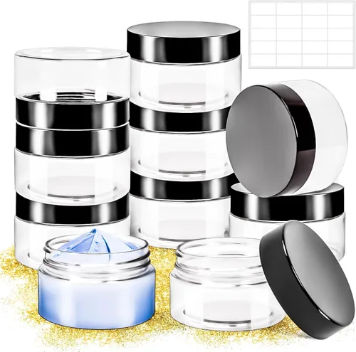 Miniatura 13 de Paquete de 10 tarros de plástico de 4 onzas con tapas, recipientes redondos de 4.2 fl oz para cosméticos, tarros de maquillaje, tarro