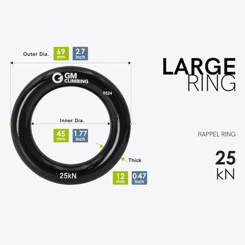 Miniatura 3 de GM CLIMBING Rappel Ring 25kN para escalada en roca Arborist Rescue Slackline Hammock