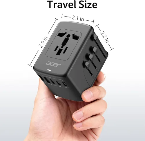 Miniatura 7 de Acer Adaptador de enchufe de viaje universal - Adaptador de corriente internacional con 5 puertos USB (3 USB C) 5.8A, cargador de salida mundial