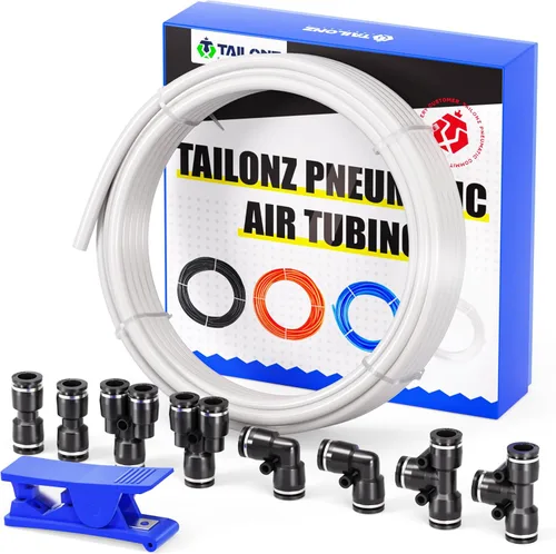 Miniatura 12 de TAILONZ PNEUMATIC Negro DOT 1/4 pulgadas de 32.8 ft 32.8ft Nylon Air Tubing Kit Tubería Manguera de tubería de línea de aire Tubería o transferencia