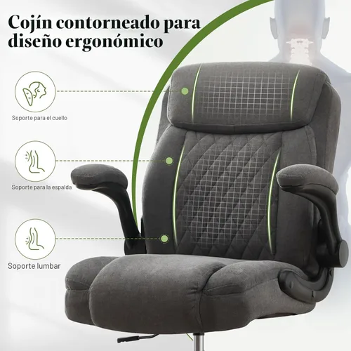Miniatura 5 de Silla de dibujo alta para escritorio de pie, silla de escritorio alta ergonómica con anillo de pie ajustable, reposabrazos abatibles, soporte Gris