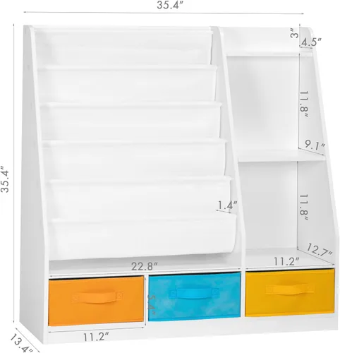 Miniatura 2 de UTEX Estantería infantil de 5 niveles con cubos de almacenamiento, estantería de madera para niños, estante Montessori para niños pequeños, aula