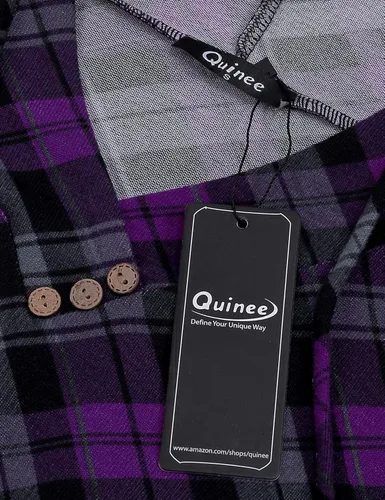 Miniatura 6 de QUINEE sudadera con capucha para mujer de manga larga a cuadros, bloque