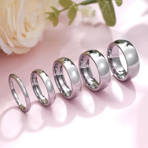 Miniatura 77 de King Will Alianza de boda de carburo de tungsteno para hombres y mujeres, anillos de promesa para parejas abovedados de alto pulido