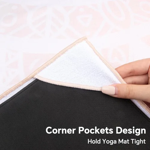 Miniatura 4 de Colorful Star Toalla de yoga con bolsillos en las esquinas, puntos de agarre antideslizantes, absorbentes del sudor, toallas para esterilla de yoga