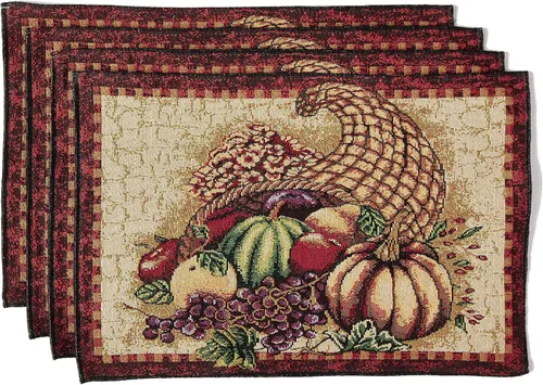 Miniatura 6 de Tapiz de lino violeta para cosecha de otoño, Acción de Gracias, hojas de otoño, girasoles, frutas, calabazas, tapiz tejido de algodón de poliéster