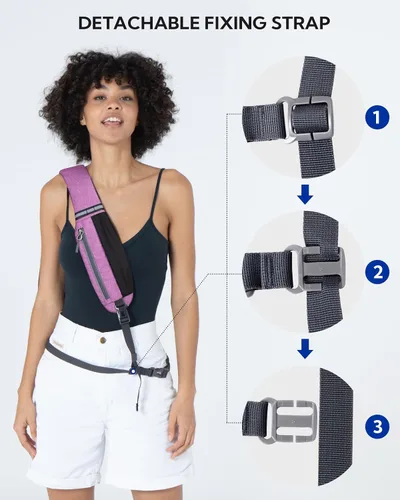 Miniatura 45 de WATERFLY Bolsa pequeña de senderismo: mochila cruzada para el pecho, mochila para hombres y mujeres con correa de hombro agradable a la piel