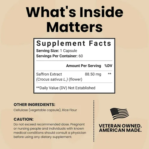 Miniatura 3 de Luma Nutrition Cápsulas de extracto de azafrán – Suplementos de azafrán premium – Pastillas de azafrán puro de 88.50 mg – Apoyo al estado de ánimo