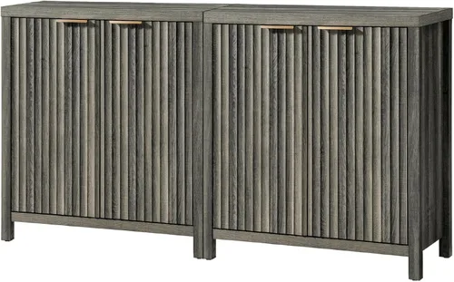 Miniatura 10 de Oakham Home Oxford - Armario de almacenamiento, aparador acanalado con estantes ajustables, consola moderna de acento Credenza, juego de 4