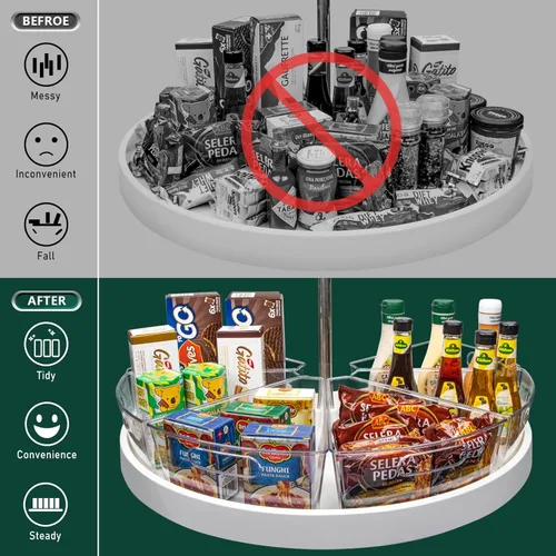 Miniatura 3 de JEISSLIA Lazy Susan - Contenedores organizadores de gabinete para organizador de esquina de 26/28/32 pulgadas de diámetro, contenedor
