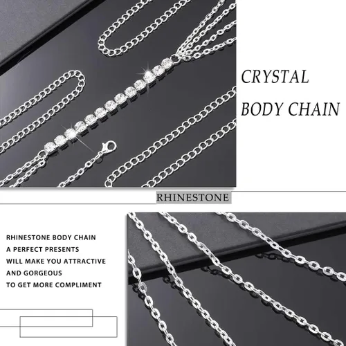Miniatura 5 de Tgirls Layered Rhinestone Body Chain Sexy Gold Body Belly Chain Beach Body Jewelry Party for Women