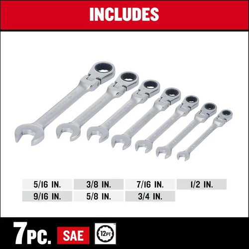 Miniatura 7 de CRAFTSMAN Juego de trinquete SAE Flex reversible de 72 dientes, acabado cromado (CMMT87010)