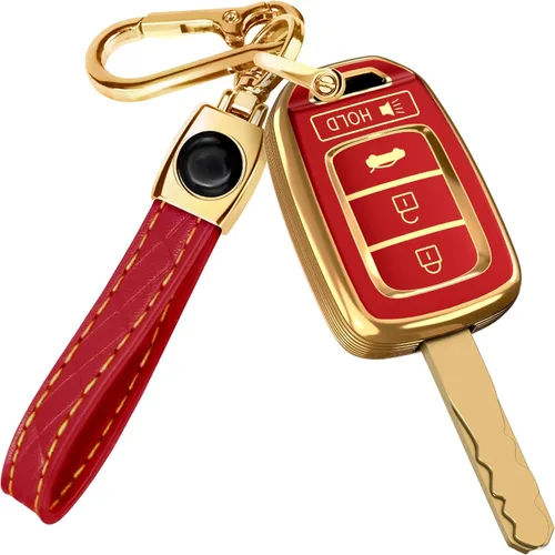 Miniatura 25 de Lucrum Compatible con funda para llavero Honda y llavero de cuero - Estuche de llavero de TPU para Accord Civic CR-V HR-V Pilot Ridgeline SE LX