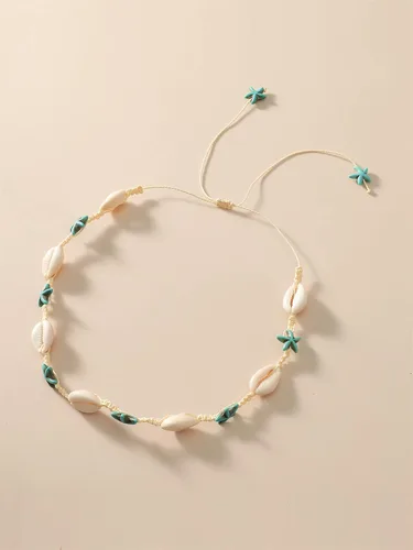 Miniatura 4 de Gargantilla de concha de estrella de mar, collar de playa con perlas de perlas, gargantilla bohemia con cuentas, gargantilla ajustable con estrellas