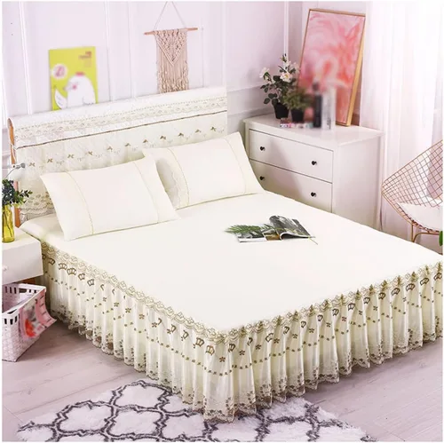 Miniatura 13 de OTBK Falda de cama individual blanca con volantes y borlas, estilo bohemio, falda de cama con encaje, volantes, floral, Shabby Chic juegos de ropa