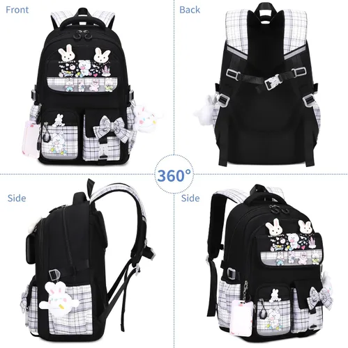Miniatura 7 de CYOQX Mochila escolar para niñas, 3 piezas, con lonchera, juego de mochila para adolescentes y niñas, linda mochila escolar para niños y niñas