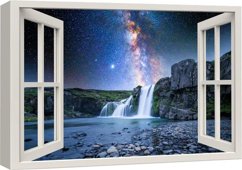 Miniatura 22 de Cuadro decorativo con diseño de ventana moderna blanca con vista, de la marca Wall26®