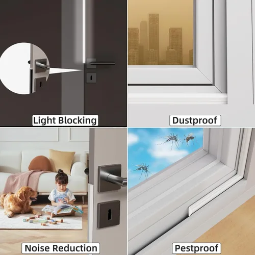 Miniatura 6 de Paquete de 2*16.4 pies de tiras selladoras contra la intemperie para puertas, aislamiento de ventanas insonorizante bloqueador de corrientes de aire