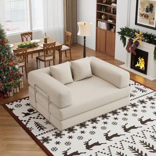 Miniatura 22 de Sofá cama convertible de 59.0 pulgadas, sofá cama futón 4 en 1, sofá cama extraíble, sofá cama sin hueso para sala de estar, sofás de pana sin hueso