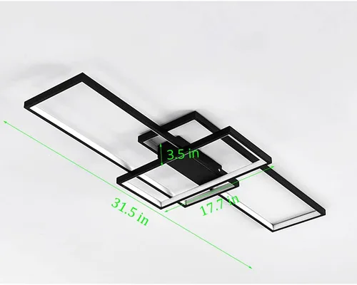 Miniatura 8 de Lámparas LED de diseño moderno, 3 lámparas de acrílico rectangulares, control remoto regulable, montaje empotrado, lámparas de techo para sala