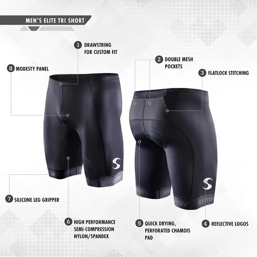 Miniatura 3 de Synergy Elite Tri - Pantalones cortos para hombre con bolsillos de malla