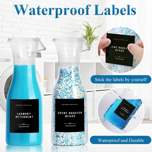 Miniatura 6 de Botella Dispensadora de Detergente para Ropa de 20 oz con Etiqueta Impermeable para Detergente de Ropa, Jabón, Suavizante de Telas, Blanqueador