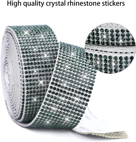 Miniatura 3 de 3 rollos / 6.6 yardas, cinta autoadhesiva de diamantes de imitación de diamantes de imitación, diamantes de imitación para manualidades, decoración
