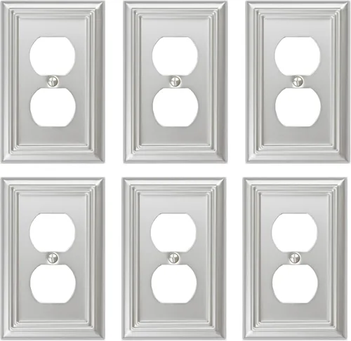 Miniatura 21 de OKAWYC Adler - Placa de pared metálica para interruptor de luz de palanca individual, paquete de 4 unidades de níquel cepillado de 1 banda, cubierta
