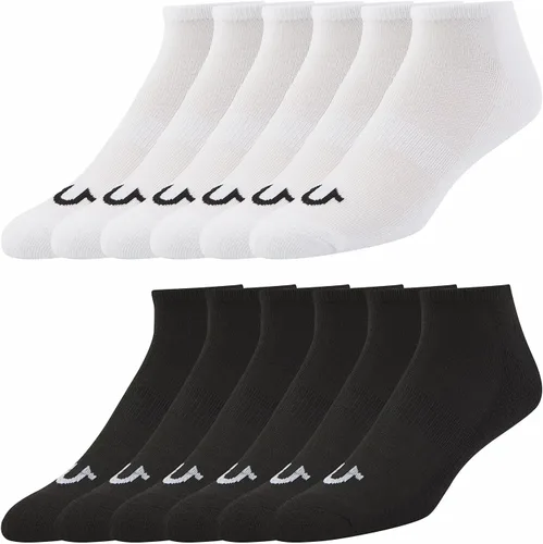 True Religion Calcetines invisibles de corte bajo para hombre, 6 y 12 pares de calcetines deportivos de primera calidad, talla de zapato 8-12