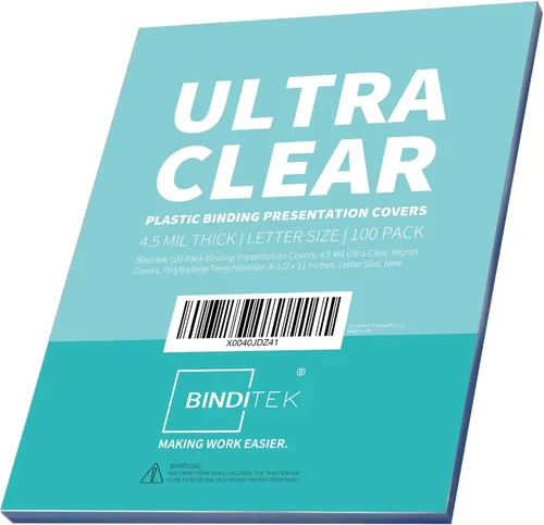 Miniatura 21 de Binditek paquete de 50 portadas de encuadernación transparentes de PVC de 8 mil, 11 x 17 pulgadas, tamaño tabloide, esquinas cuadradas, sin