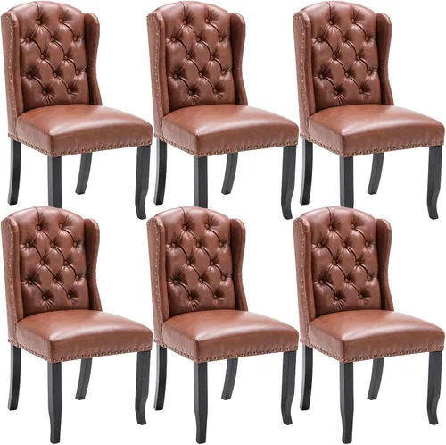 Miniatura 16 de Ya-Home Juego de 2 sillas de comedor copetudas, sillas de comedor tapizadas de lino, sillas de comedor modernas de mediados de siglo con adornos