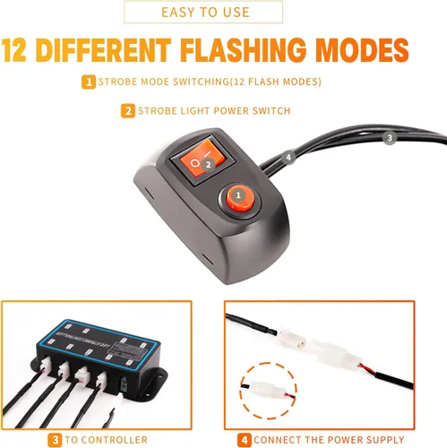Miniatura 5 de 8 piezas Luces LED Intermitentes Estroboscópicas de Emergencia de Montaje en Superficie con Controlador para Camiones, Vehículos, Automóviles (4Y4W)