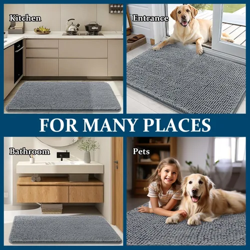 Miniatura 8 de OLANLY - Tapete para puerta de perro y patas sucias, absorbe la humedad y la suciedad, antideslizante, lavable, de felpilla de secado rápido