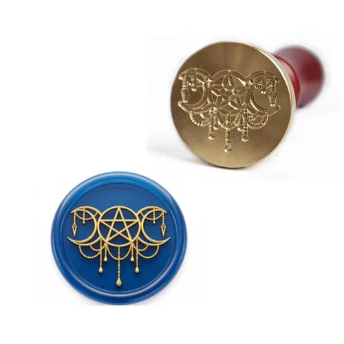 Miniatura 6 de Triskelion, triquetra, vector, diosa, pentáculo, árbol de la vida en triple luna sello sello cera sello, para invitación de boda, tarjetas, cartas