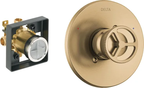 Delta Faucet Trinsic Kit de moldura de válvula de ducha para sistemas de ducha dorados y grifos de ducha dorados, reemplazo de mango de ducha Delta,