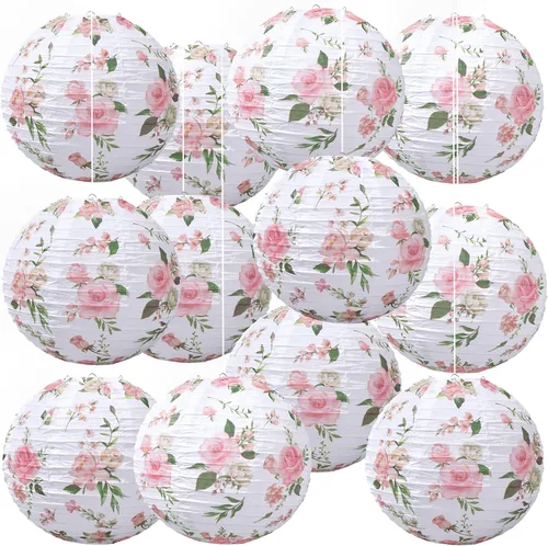 Miniatura 21 de Honoson 12 linternas de papel de composición para el regreso a clases, decoraciones de fiesta colgantes redondas de 10 pulgadas para aula, oficina