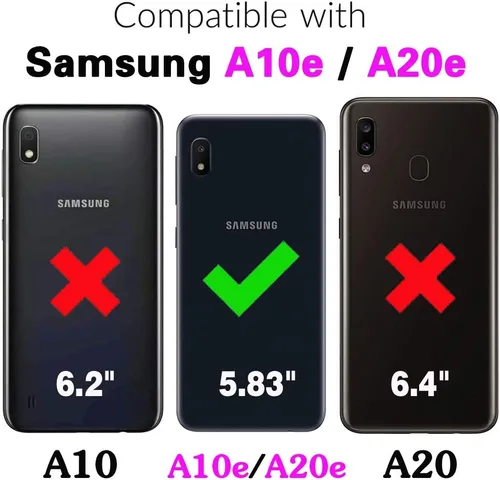Miniatura 2 de Funda de teléfono para Samsung Galaxy A10e/A20e con protector de pantalla de vidrio templado y tarjetero con soporte para tarjetero, accesorios