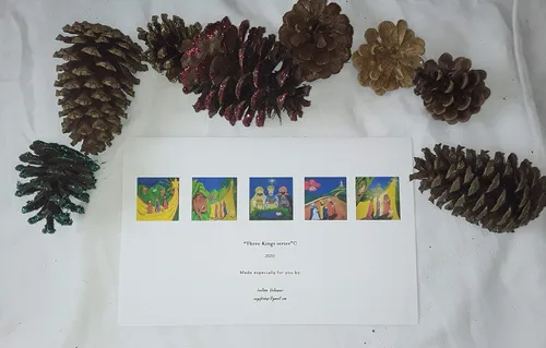 Miniatura 3 de Arte floral de Puerto Rico, tarjetas de felicitación de tres hombres sabios para todas las ocasiones, tarjeta de notas hecha a mano, 5 x 7 pulgadas