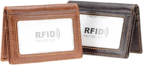Miniatura 7 de HAWEE - Cartera de bolsillo frontal para hombre cuero auténtico RFID