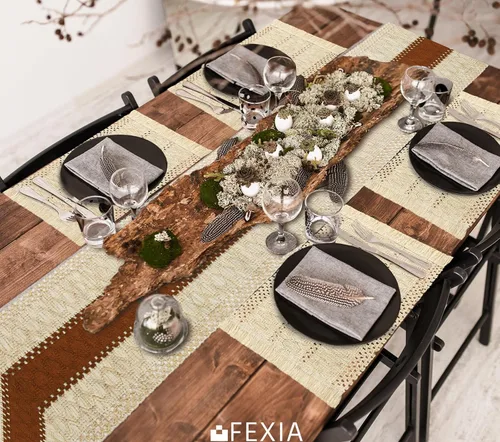 Miniatura 7 de FEXIA Juego de 6 manteles individuales bohemios, decoración de mesa de macramé y manteles individuales estilo casa de campo de arpillera de algodón