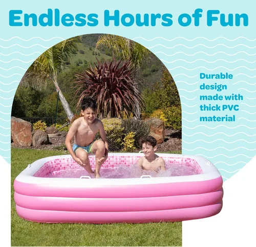 Miniatura 3 de Inflable para niños y adultos de 90 x 60 pulgadas (7.5 x 5 pies) con suelo acolchado suave, asas y drenaje, piscina para niños, piscina grande