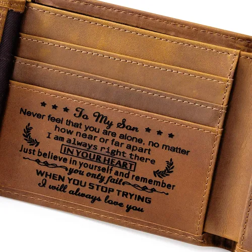 Miniatura 2 de Cartera de cuero grabada personalizada para hombre para marido, papá, hijo, novio, enamorado regalos personalizados