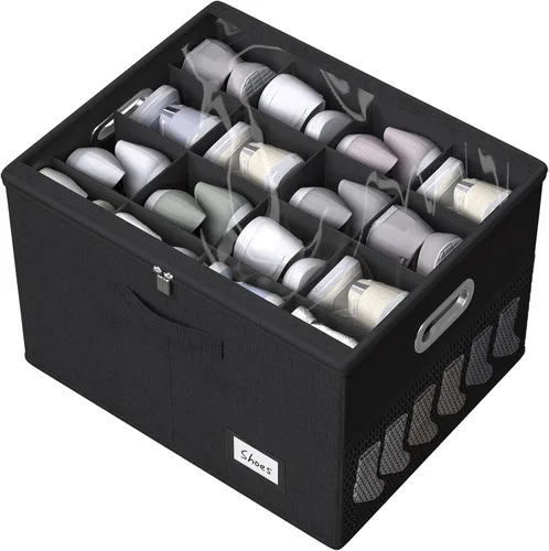 Organizador de zapatos para armario, cajas grandes de almacenamiento con ventana transparente, contenedor de zapatos que ahorra espacio con soporte